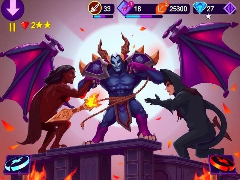 Diamond Demon Mayhem gameplay screenshot showing demon battle